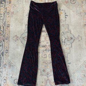 Free People Velvet Flare Pants in Red and Blue